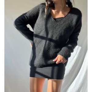 Free People Black Vneck Sweater Alpaca blend Sz S